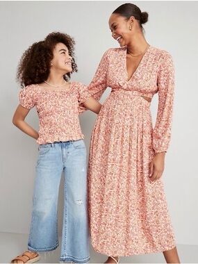 Old Navy Orange Pink Maxi Dress with Side Cutouts
